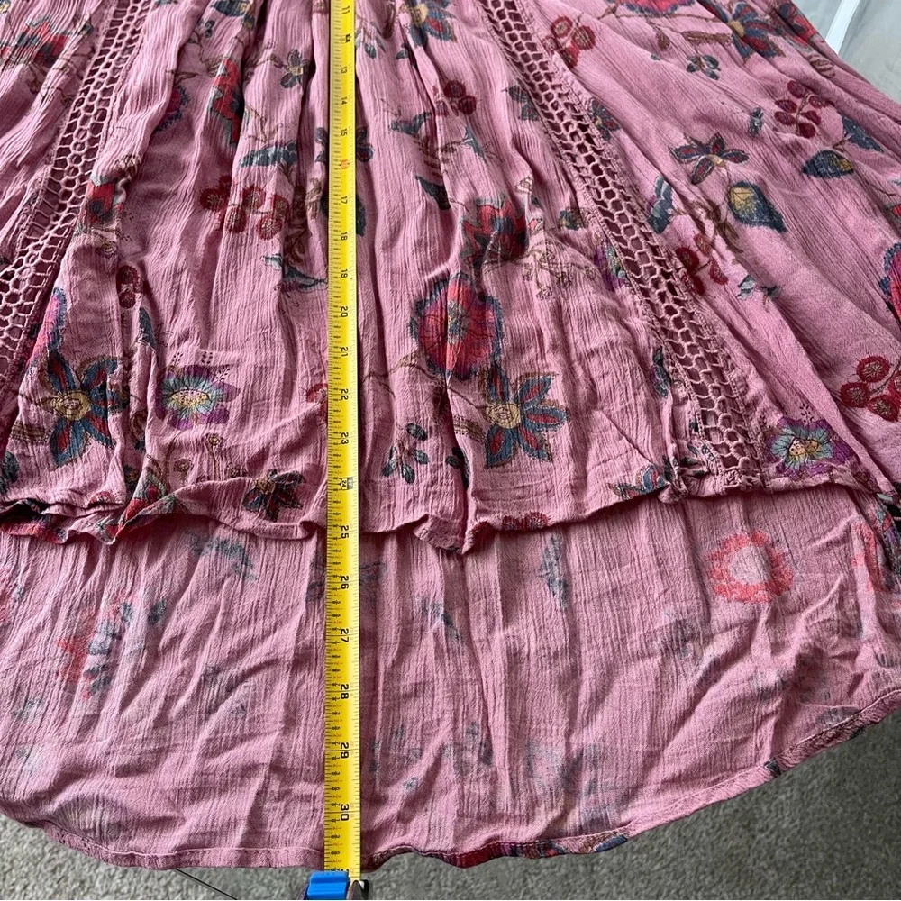 Free People Just the‎ Two of Us Tunic Top Womens XS Pink Floral Boho Hippie